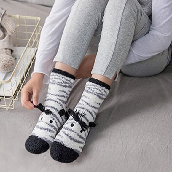 Women's Fuzzy Socks Cozy Fluffy Winter Warm Slipper Socks Microfiber Soft Home - Picture 4 of 6